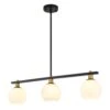40 -Watt 3 Light Black/Gold Linear Glass Globe Pendant Light With Milk White Glass Shade,No Bulbs Included -Lamp Parts black gold adsensty pendant lights hd5 3 b g d7027 64 1000