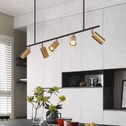 3.61 Ft. 5-Light Matte Black Gold Standard Track Lighting Kit With Adjustable Heads -Lamp Parts black gold y insp track lighting kits ptr 1002761 1d 1000