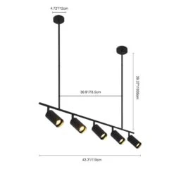 3.61 Ft. 5-Light Matte Black Gold Standard Track Lighting Kit With Adjustable Heads -Lamp Parts black gold y insp track lighting kits ptr 1002761 77 1000
