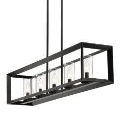 Golden Lighting Smyth 5-Light Black Linear Pendant -Lamp Parts black golden lighting pendant lights 2073 lp blk clr 1f 1000