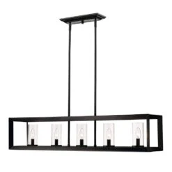 Golden Lighting Smyth 5-Light Black Linear Pendant -Lamp Parts black golden lighting pendant lights 2073 lp blk clr 4f 1000