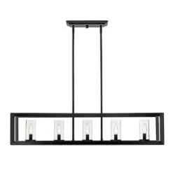 Golden Lighting Smyth 5-Light Black Linear Pendant -Lamp Parts black golden lighting pendant lights 2073 lp blk clr c3 1000