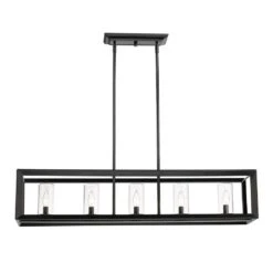 Golden Lighting Smyth 5-Light Black Linear Pendant -Lamp Parts black golden lighting pendant lights 2073 lp blk clr fa 1000