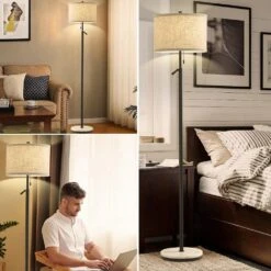 Floor Lamps 64in Black Modern 1 Bulb, Adjustable Height Standard Floor Lamp For Living Room With Fabric Drum Shade -Lamp Parts black gtclighting floor lamps w 1fl 033a c3 1000