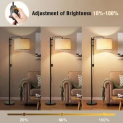 67.5 In. Black Adjustable Height Standard Standing Lamps With 350° Rotate Beige Lampshade Floor Lamps For Corner Bedroom -Lamp Parts black gtclighting floor lamps w 1fl 8001a 66 1000