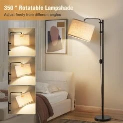 67.5 In. Black Adjustable Height Standard Standing Lamps With 350° Rotate Beige Lampshade Floor Lamps For Corner Bedroom -Lamp Parts black gtclighting floor lamps w 1fl 8001a 77 1000