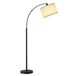 71 Black Arc Floor Lamps, With Adjustable Head, Tall Pole Lamp With Foot Switch, For Living Room, (9W 3 Color Bulb)