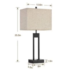 25.5 In. Black Nightstand Table Lamps (Set Of 2), With USB C Plus A, 3 Colors Changeable Living Room Lamps. -Lamp Parts black gtclighting table lamps w 2tl 114a 66 1000