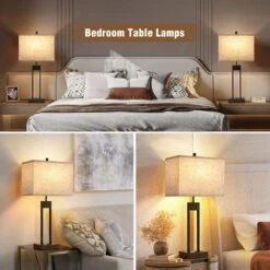 25.5 In. Black Nightstand Table Lamps (Set Of 2), With USB C Plus A, 3 Colors Changeable Living Room Lamps. -Lamp Parts black gtclighting table lamps w 2tl 114a c3 1000