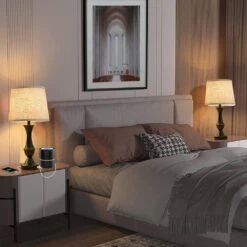 22 In. Black Bedside Touch Table Lamps With USB C Plus A Ports, 3 Way Dimmable For Bedroom, Living Room. -Lamp Parts black gtclighting table lamps w 2tl 73008a 77 1000