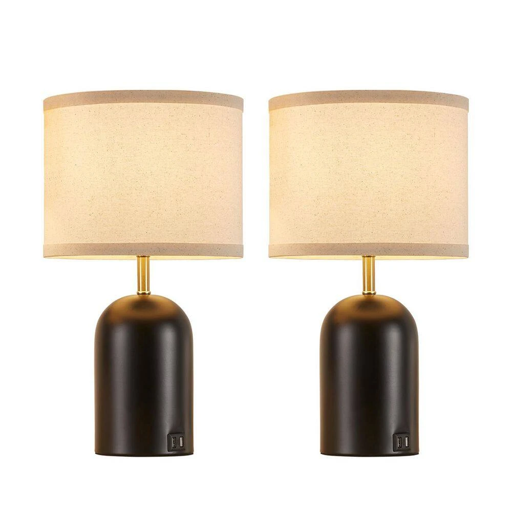 18 In. Modern Touch Control Table Lamps (Set Of 2)2 USB Ports 3-Way Dimmable Black Nightst LampFabric Shade 5 18 In. Modern Touch Control Table Lamps (Set Of 2)2 USB Ports 3-Way Dimmable Black Nightst LampFabric Shade - Image 3
