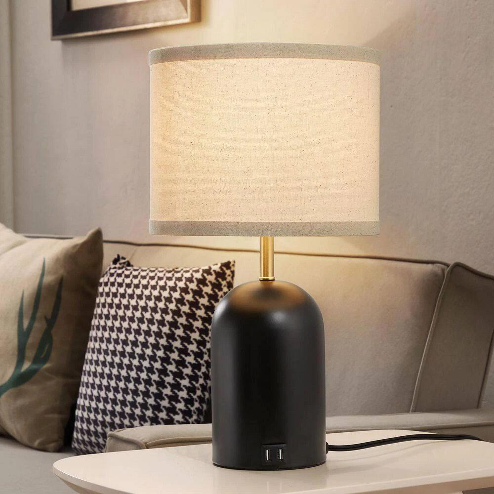 18 In. Modern Touch Control Table Lamps (Set Of 2)2 USB Ports 3-Way Dimmable Black Nightst LampFabric Shade 8 18 In. Modern Touch Control Table Lamps (Set Of 2)2 USB Ports 3-Way Dimmable Black Nightst LampFabric Shade - Image 6