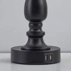 19" Black Touch Bedside Table Lamp, 3 Way Dimmable Nightstand Lamps With Round Fabric Linen Lampshade For Living Room. -Lamp Parts black gtclighting table lamps w 2tl 98008b 77 1000