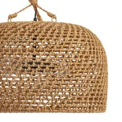 Summerpoint 120-Watt 2-Light Black Shaded Pendant Light With Natural Woven Shade, No Bulbs Included 18 Summerpoint 120-Watt 2-Light Black Shaded Pendant Light With Natural Woven Shade, No Bulbs Included -Lamp Parts black hampton bay pendant lights 24145 000 40 1000