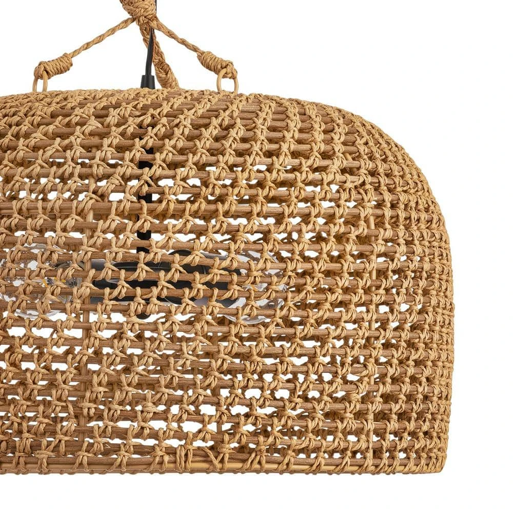 Summerpoint 120-Watt 2-Light Black Shaded Pendant Light With Natural Woven Shade, No Bulbs Included 5 Summerpoint 120-Watt 2-Light Black Shaded Pendant Light With Natural Woven Shade, No Bulbs Included - Image 3