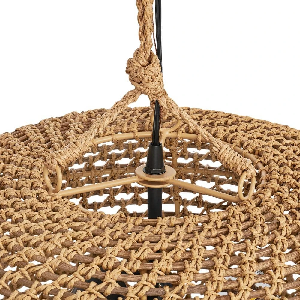 Summerpoint 120-Watt 2-Light Black Shaded Pendant Light With Natural Woven Shade, No Bulbs Included 6 Summerpoint 120-Watt 2-Light Black Shaded Pendant Light With Natural Woven Shade, No Bulbs Included - Image 4