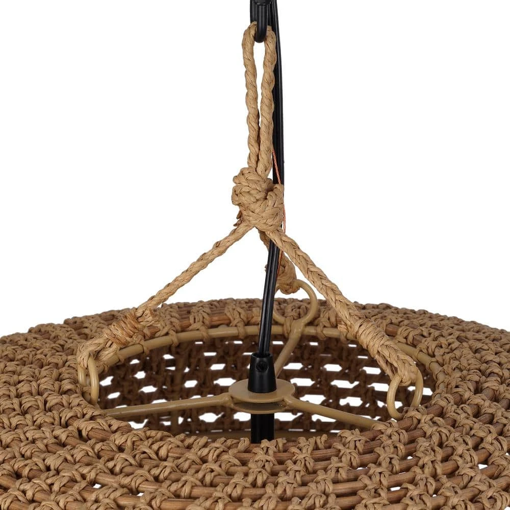 Summerpoint 120-Watt 2-Light Black Shaded Pendant Light With Natural Woven Shade, No Bulbs Included 14 Summerpoint 120-Watt 2-Light Black Shaded Pendant Light With Natural Woven Shade, No Bulbs Included - Image 12