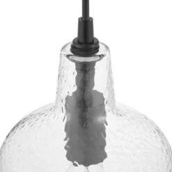 Gillian 1-Light Coal Transitional Dimmable Mini-Pendant Hanging Light With Clear Hammered Glass Shade -Lamp Parts black hampton bay pendant lights 28224 a0 1000