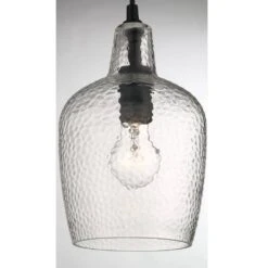 Gillian 1-Light Coal Transitional Dimmable Mini-Pendant Hanging Light With Clear Hammered Glass Shade -Lamp Parts black hampton bay pendant lights 28224 c3 1000