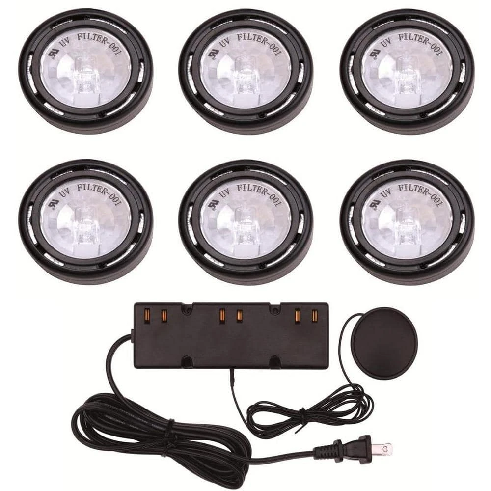 6-Light Xenon Black Under Cabinet Puck Light Kit 3 6-Light Xenon Black Under Cabinet Puck Light Kit