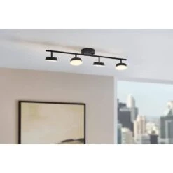 2.6 Ft. 4-Lights Black Integrated LED Fixed Track Lighting Kit