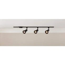 4 Ft. 3-Light Black Integrated LED Linear Track Lighting Kit With Medium Step Heads -Lamp Parts black hampton bay track lighting kits 813870 44 1000