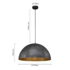 PCover 23 In.Dia Large Lighting 1-Light Black Farmhouse Dome Pendant Light Industrial Gold Leaf Island Ceiling Light -Lamp Parts black huoku pendant lights pd1038421 4f 1000