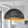 PCover 23 In.Dia Large Lighting 1-Light Black Farmhouse Dome Pendant Light Industrial Gold Leaf Island Ceiling Light -Lamp Parts black huoku pendant lights pd1038421 64 1000