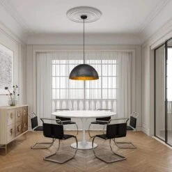 PCover 23 In.Dia Large Lighting 1-Light Black Farmhouse Dome Pendant Light Industrial Gold Leaf Island Ceiling Light -Lamp Parts black huoku pendant lights pd1038421 66 1000