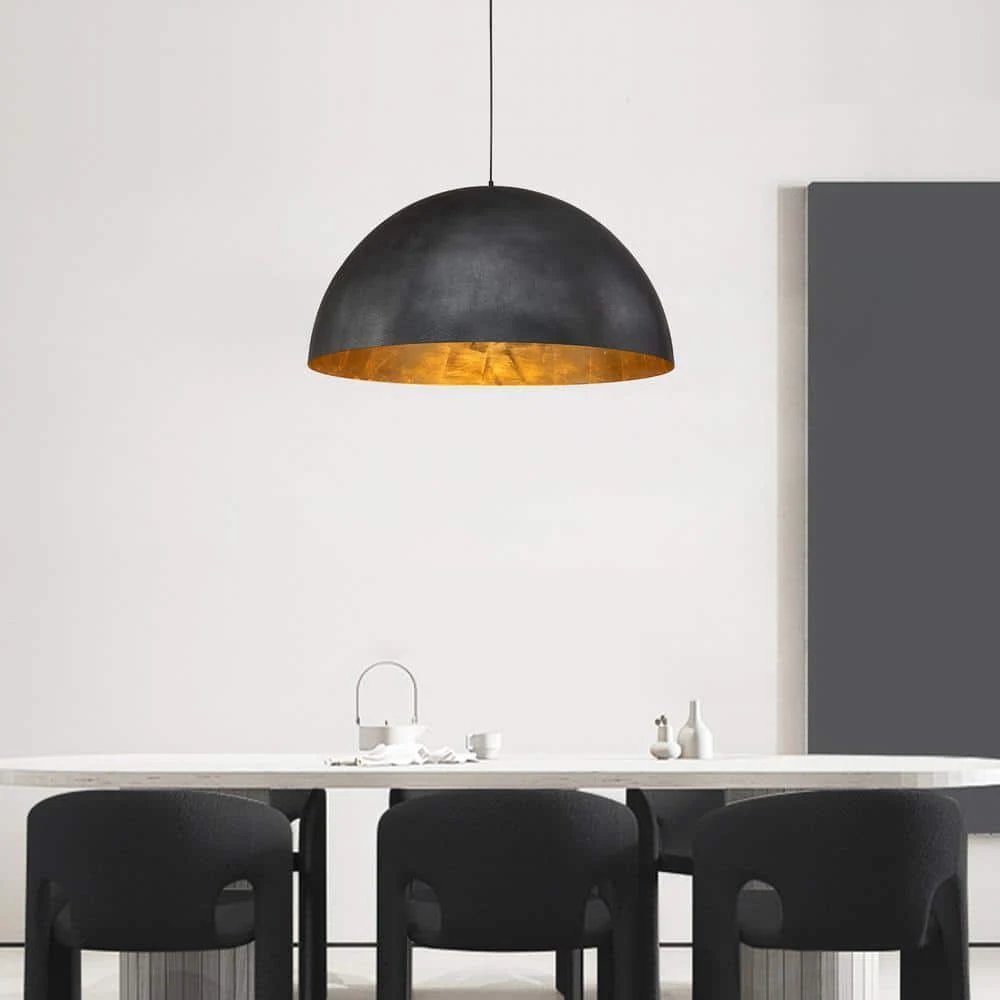 PCover 31.5 In. Oversize Lighting 3-Light Balck Farmhouse Dome Pendant Light Industrial Gold Leaf Island Ceiling Light 5 PCover 31.5 In. Oversize Lighting 3-Light Balck Farmhouse Dome Pendant Light Industrial Gold Leaf Island Ceiling Light - Image 3