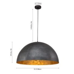 PCover 31.5 In. Oversize Lighting 3-Light Balck Farmhouse Dome Pendant Light Industrial Gold Leaf Island Ceiling Light 19 PCover 31.5 In. Oversize Lighting 3-Light Balck Farmhouse Dome Pendant Light Industrial Gold Leaf Island Ceiling Light -Lamp Parts black huoku pendant lights pd1047261 4f 1000