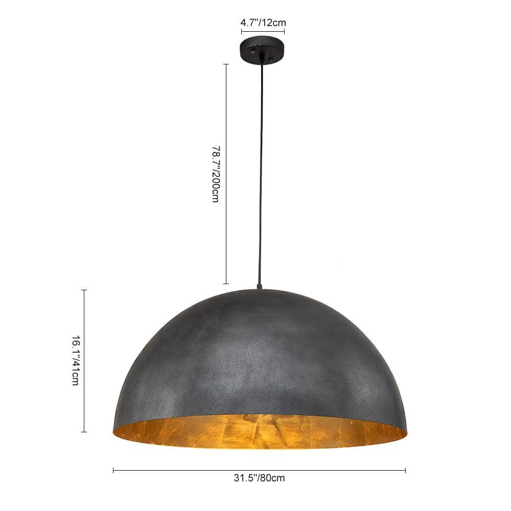 PCover 31.5 In. Oversize Lighting 3-Light Balck Farmhouse Dome Pendant Light Industrial Gold Leaf Island Ceiling Light 9 PCover 31.5 In. Oversize Lighting 3-Light Balck Farmhouse Dome Pendant Light Industrial Gold Leaf Island Ceiling Light - Image 7
