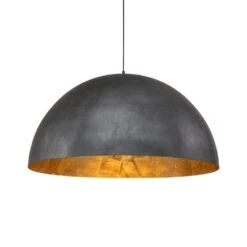 PCover 31.5 In. Oversize Lighting 3-Light Balck Farmhouse Dome Pendant Light Industrial Gold Leaf Island Ceiling Light