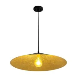 PCover 1-Light 25.6 In.W Black Pendant Light Industrial Kitchen Cone Barn Hanging Light With Gold Foil Accent -Lamp Parts black huoku pendant lights pd1071241 1f 1000