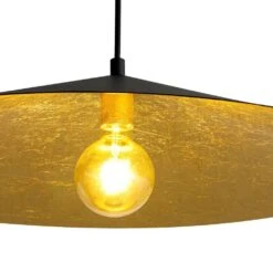 PCover 1-Light 25.6 In.W Black Pendant Light Industrial Kitchen Cone Barn Hanging Light With Gold Foil Accent -Lamp Parts black huoku pendant lights pd1071241 76 1000