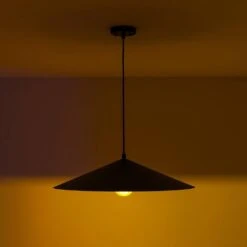 PCover 1-Light 25.6 In.W Black Pendant Light Industrial Kitchen Cone Barn Hanging Light With Gold Foil Accent -Lamp Parts black huoku pendant lights pd1071241 a0 1000