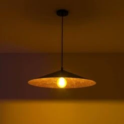 PCover 1-Light 25.6 In.W Black Pendant Light Industrial Kitchen Cone Barn Hanging Light With Gold Foil Accent -Lamp Parts black huoku pendant lights pd1071241 d4 1000