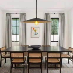 PCover 1-Light 31.5 In.W Black Pendant Light Industrial Kitchen Cone Barn Hanging Light With Gold Foil Accent -Lamp Parts black huoku pendant lights pd1071251 31 1000