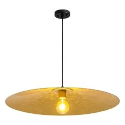 PCover 1-Light 31.5 In.W Black Pendant Light Industrial Kitchen Cone Barn Hanging Light With Gold Foil Accent -Lamp Parts black huoku pendant lights pd1071251 40 1000
