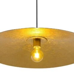 PCover 1-Light 31.5 In.W Black Pendant Light Industrial Kitchen Cone Barn Hanging Light With Gold Foil Accent -Lamp Parts black huoku pendant lights pd1071251 fa 1000