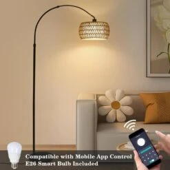72.8 In. Black Floor Lamp With Remote And Dimmable LED Bulb Arc Floor Lamps For Living Room, 3 Color Temperatures -Lamp Parts black jushua floor lamps zy p185417 44 1000