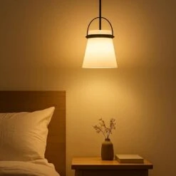 Tori Convertible Black + Cased Opal Glass Pendant Light