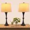 28.74 In. Table Lamps Set With USB Charging Ports, Touch Control And LED Bulbs, Black -Lamp Parts black lavish home table lamps 72 lmpst2 21 usb 64 1000