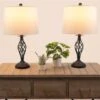 Set Of 2-Modern Table Lamps With USB Charging Ports And LED Bulbs, Black -Lamp Parts black lavish home table lamps 72 lmpst2 25 usb 64 1000