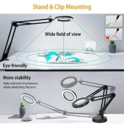 27.8 In. Black LED Magnifier Desk Lamp 8x Magnifying Glass With Light Swing Arm Desk Table Light USB Reading Lamps 15 27.8 In. Black LED Magnifier Desk Lamp 8x Magnifying Glass With Light Swing Arm Desk Table Light USB Reading Lamps -Lamp Parts black lukyamzn desk lamps sa11 427b070 1f 1000