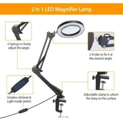 27.8 In. Black LED Magnifier Desk Lamp 8x Magnifying Glass With Light Swing Arm Desk Table Light USB Reading Lamps 16 27.8 In. Black LED Magnifier Desk Lamp 8x Magnifying Glass With Light Swing Arm Desk Table Light USB Reading Lamps -Lamp Parts black lukyamzn desk lamps sa11 427b070 44 1000