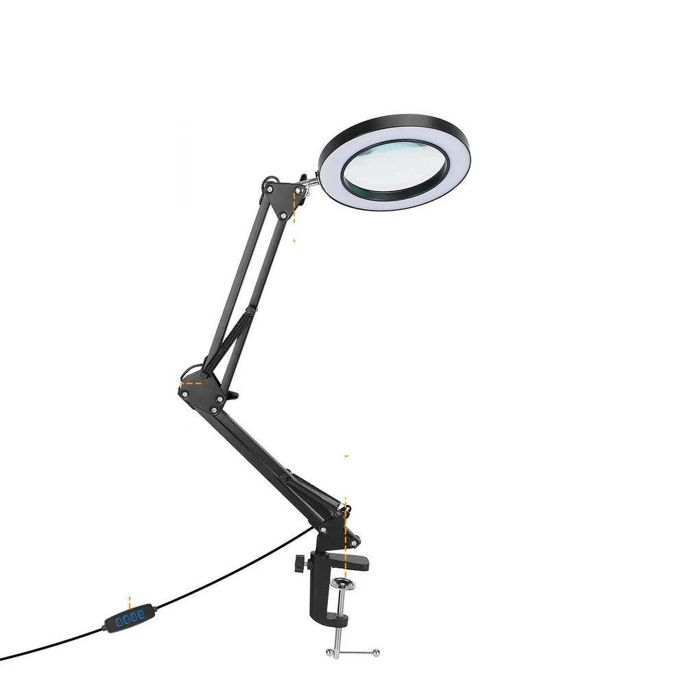 27.8 In. Black LED Magnifier Desk Lamp 8x Magnifying Glass With Light Swing Arm Desk Table Light USB Reading Lamps 3 27.8 In. Black LED Magnifier Desk Lamp 8x Magnifying Glass With Light Swing Arm Desk Table Light USB Reading Lamps