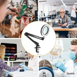 27.8 In. Black LED Magnifier Desk Lamp 8x Magnifying Glass With Light Swing Arm Desk Table Light USB Reading Lamps 18 27.8 In. Black LED Magnifier Desk Lamp 8x Magnifying Glass With Light Swing Arm Desk Table Light USB Reading Lamps -Lamp Parts black lukyamzn desk lamps sa11 427b070 76 1000