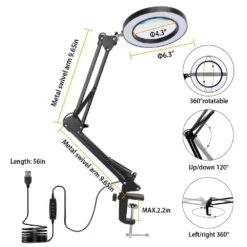 27.8 In. Black LED Magnifier Desk Lamp 8x Magnifying Glass With Light Swing Arm Desk Table Light USB Reading Lamps 17 27.8 In. Black LED Magnifier Desk Lamp 8x Magnifying Glass With Light Swing Arm Desk Table Light USB Reading Lamps -Lamp Parts black lukyamzn desk lamps sa11 427b070 fa 1000
