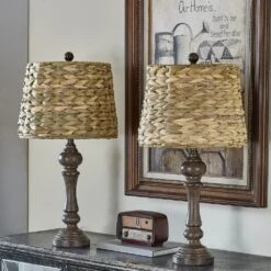 Heideman 26 In. Black Traditional Resin Bedroom Living Room Bedside Desk Nightstand Table Lamps Set Of 2